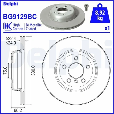 Abbildung von DELPHI BG9129BC Bremsscheibe 330 24 5 Belüftet, Verbundbremsscheibe beschichtet hochgekohlt ohne Radlager, ABS Sensorring BMW: Saloon
