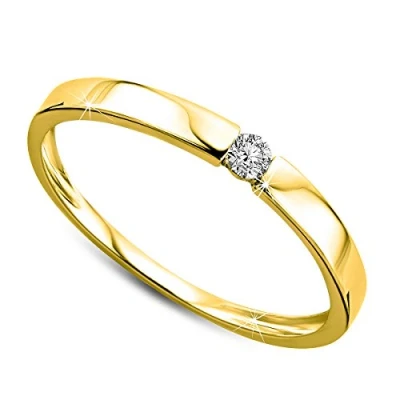 Abbildung von Orovi Ring für Damen Verlobungsring Gold Solitärring Diamantring 9 Karat (375) Brillianten 0.05ct Weißgold oder GelbGold mit Diamanten
