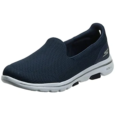Abbildung von Skechers Damen Go Walk 5 Sneaker, Navy Textile White, 38 EU