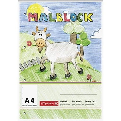 Abbildung von Brunnen 104740701 Malblock, A4, 70 g/m², 100 Blatt, kopfverleimt, 4 fach gelocht