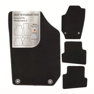 Abbildung von MAT10 Auto Fußmatten passend für Skoda Fabia 2 (BJ 12/2007 10/2014, Typ 5J) aus Velours 4 teiliges Automatten Set langlebige Erstausrüsterqualität, Made in Germany