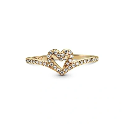 Abbildung von PANDORA SHINE Ring Timeless &quot;Glitzerndes Herz&quot; 14k gelbvergoldet, Zirkonia 169302C01 56