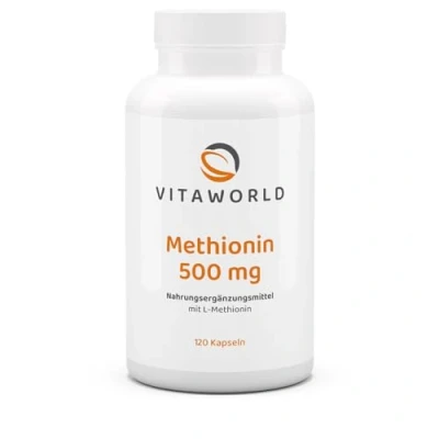 Abbildung von vitaworld Methionin 500 mg, 1000 mg L pro Tagesverzehrmenge, Vegan,120 Kapseln