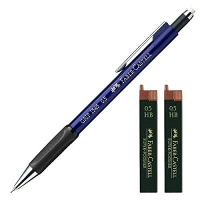 Abbildung von Faber Castell 1345 51 Druckbleistift Grip, Minenstärke: 0,5 mm (Blau mit 24 Ersatzminen)