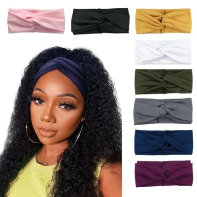 Abbildung von DRESHOW 8 Stück Damen Stirnband Kopfband Haarband Turban Elastische Haarbänder Haarschmuck für Mädchen