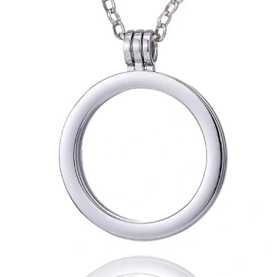 Abbildung von Morella Damen Halskette 70 cm Edelstahl mit Schmuckmünze Zirkonia Coin Anhänger 33 mm Silber