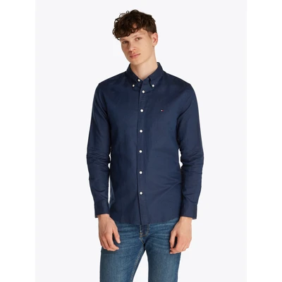 Abbildung von Tommy Hilfiger Blend Solid Shirt Hemd, Herren, Größe: Medium, Carbon navy
