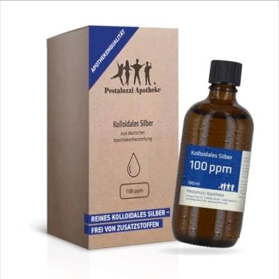 Abbildung von kolloidales Silber 100ppm aus Apotheken Herstellung 100% natürliches, Silberwasser, ohne chemische Zusatzstoffe (100 ml)