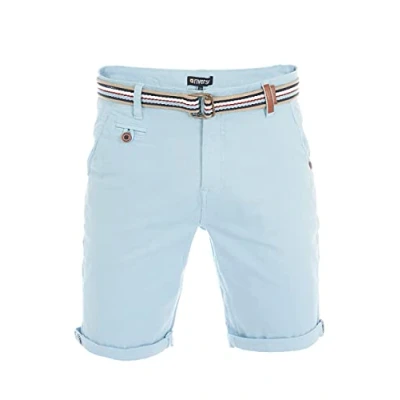 Abbildung von riverso Herren Chino Shorts RIVKlaas Regular Fit Gürtel Bermuda Kurze Hose Sommer Short 98% Baumwolle Blau w40, Größe:W 40, Farbe:Light Blue (19200)