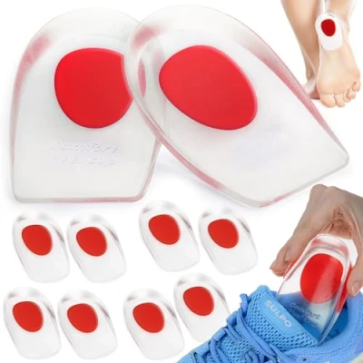 Abbildung von SULPO 5 Paare Gel Fersenpolster Geleinlagen gegen Fersensporn Einlagen Schuhe Fersenschutz für Einlegesohlen Herren Damen Fersenkissen Silikon