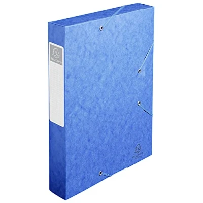 Abbildung von Exacompta 16005H Premium Sammelbox mit Gummizug 60 mm aus extra starkem Colorspan Karton Rückenschild für DIN A4 Archivbox Heftbox Dokumentenbox Zeichenbox Sammelmappe blau