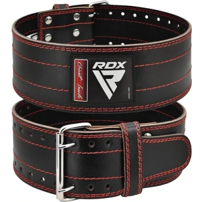 Abbildung von RDX 4 Gewichthebergürtel Leder, IPL USPA Genehmigt, 12 Verstellbar Löcher 6mm Trainingsgürtel Schnalle, Powerlifting Fitness Krafttraining Gürtel Bodybuilding, Gewichtheben Gepolstert, Männer Damen