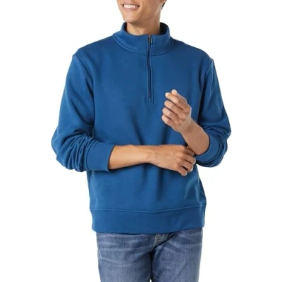 Abbildung von Amazon Essentials Herren Fleece Sweatshirt mit Langen Ärmeln und Viertel Reißverschluss, Grünblau, XL