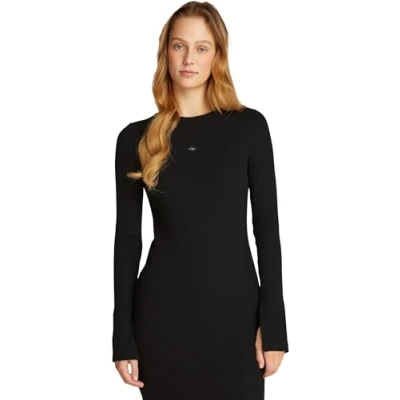 Abbildung von Calvin Klein Jeans Short Dress Jerseykleid, Damen, Größe: Small, Black