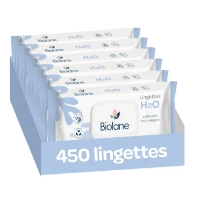 Abbildung von BIOLANE Babytücher mit Wasser 450 Tücher 6 x 75 Stück sanfte und effektive Reinigung ab der Geburt französische Qualität