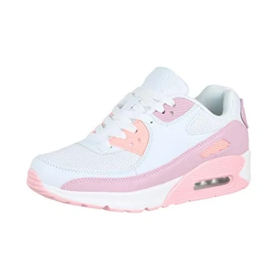 Abbildung von Elara Damen Herren Sneaker Sport Laufschuhe Turnschuhe Chunkyrayan G12 White/Pink 41