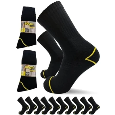 Abbildung von sogzz Arbeitssocken Herren 10 Paar Arbeit Socken, Arbeitersocken z.B. für Arbeitsschuhe, Work Socks, Modell: Basic, 39 42, Schwarz/Schwarz