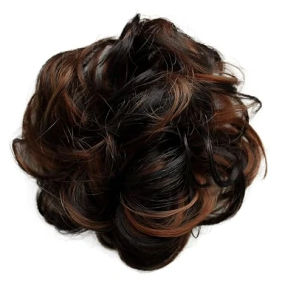 Abbildung von CAISHA Haarteil Haargummi Hochsteckfrisuren Brautfrisuren Voluminös Gelockt Unordentlich Dutt Kunstfaser DM15cm Braun Mix G39A