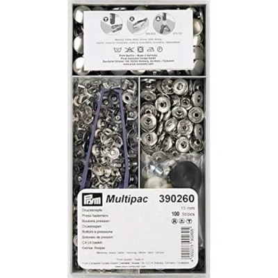 Abbildung von Prym Bottoni a pressione &#039;Anorak&#039; 15 mm Argento Non Sew Press Fasteners, Brass, Silber, silberfarbig, 100 Stück