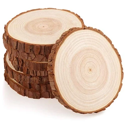 Abbildung von Fuyit Holzscheiben 8 Stücke Holz Log Scheiben 14 15 cm Unvollendete Holzkreise Ungebohrte ohne Loch für DIY Handwerk Hochzeit Mittelstücke Weihnachten Dekoration Baumscheibe
