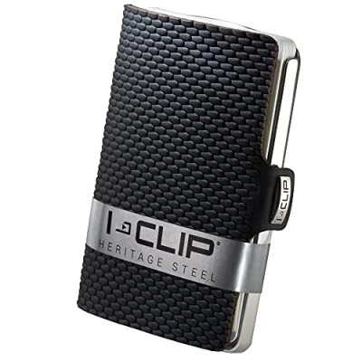 Abbildung von I CLIP Edelstahl Geldbeutel mit austauschbarer Geldklammer Slim Wallet Leder Geldbörse Premium Portemonnaie Kartenetui Milanaise poliert Schwarz