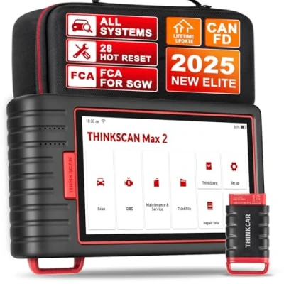 Abbildung von Thinkcar Thinkscan MAX2 Obd2 Diagnosegerät Für Alle Fahrzeuge,Alle Systemdiagnosen Bluetooth Mit 28 Zurücksetzen,Öl,DPF,IMMO,Kostenloses Software Update,Kabellose Verbindung.