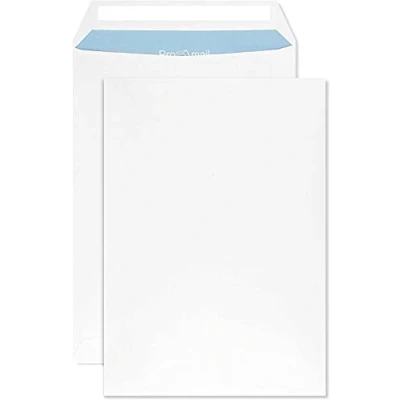 Abbildung von Netuno 50 Versandtaschen DIN B5 Weiß 176 x 250 mm 90g Geschäfts Umschläge groß gerade Klappe Haftklebung ohne Fenster Briefumschläge Großbrief Format weiße Briefkuverts für Briefe Rechnungen