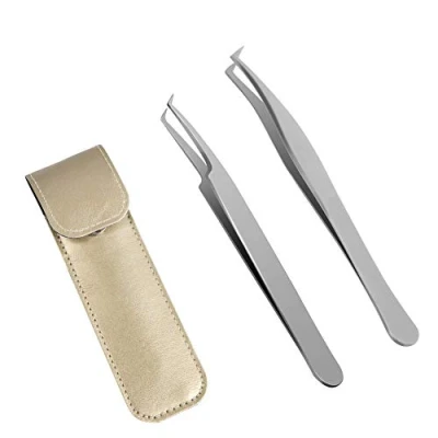 Abbildung von Lunamoon Wimpern Pinzette für Wimpernverlängerung 2 Stück Gerade und gebogene spitzen Professionelle Set (tweezers set04)