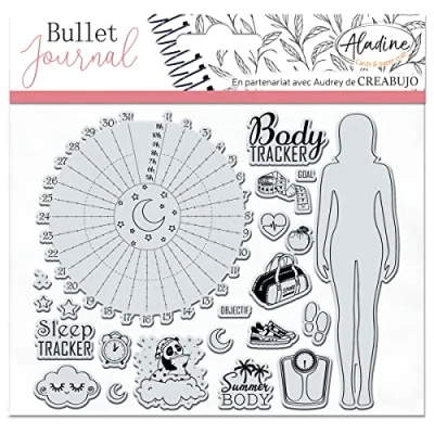 Abbildung von Aladine Stampo Bullet Clear TRACKERS 2 Stempelplatte aus Schaumstoff, Silikonabdruck ideal für Journal, Scrapbooking, Notizbücher kreative Hobbys DIY