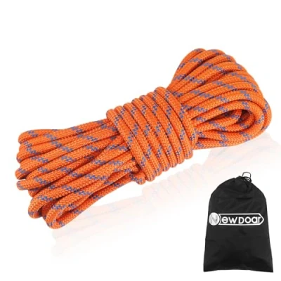 Abbildung von NewDoar Statisches Kletterseil 18KN 10mm(3/8in) Doppelgeflecht Zubehörseilseil für Prusik, Überleben im Freien,Wandern,Bergsteigen,Hauling Dragginge(Orange 10mm,98ft)
