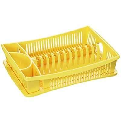 Abbildung von WELLGRO Abtropfgestell Abtropfgitter Geschirr Abtropfkorb Abtropfständer Abtropfschale Geschirrabtropfständer MADE IN EUROPE, Farbe:Gelb