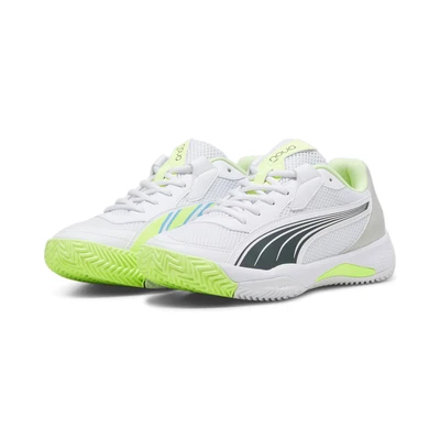 Abbildung von PUMA Unisex NOVA Court Tennis Shoe, White Luminous Blue Fizzy Apple Shadow Gray, 41 EU