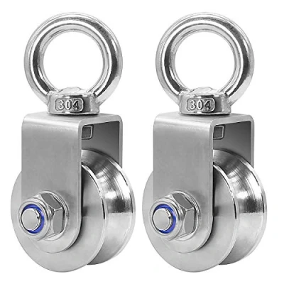 Abbildung von Umlenkrollen mit 2 Kugellager, Stück 48MM U Typ Fitness Flaschenzug Seilrolle für 16mm Seile Stahlseil, Aus 304 Edelstahl, Tragkraft 500kg