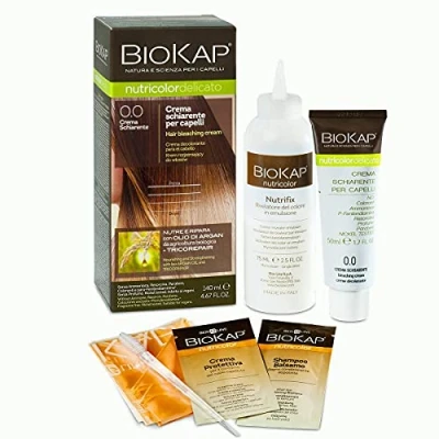 Abbildung von BIOKAP natürliche Aufhellungscreme für Haare 0.0 Blondierung Schonende Haar Aufhellung bis zu 2 Nuancen NÄHRT &amp; REPARIERT Bio Arganöl TricoREPAIR Komplex min. 80% Inhaltsstoffe