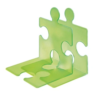 Abbildung von HAN CD Ständer &amp; Buchstütze Puzzle, standfester kombinierbarer Stehsammler in modernem Puzzle Look, für CDs, Bücher DVDs, 9212 60, transluzent grün