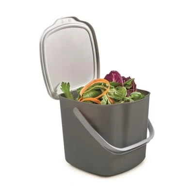 Abbildung von Snips Biomülleimer Komposteimer, Küchenabfalleimer mit Deckel und Griff 3L, Bio Mülleimer, Abfalleimer Küche 20,5 x 18,5 16,7, Made in Italy, Grau, BPA frei