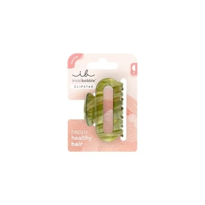 Abbildung von invisibobble CLIPSTAR Evergreen Haarclip 1 Medium Hair Claw Elegantes Haaraccessoire mit organischen Formen in sattem Grün, mittel groß Trendiger Look, sicherer Halt, gesundes Haar