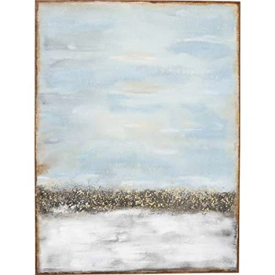 Abbildung von Kare Design Acrylbild Abstract Horizon, Grau/Gold, Leinwandbild, Wandbild mit Rahmen, Canvas, Massivholz Acrylfarbe, handgemalt, Abstrakt, Modern, Wohnzimmer, Schlafzimmer, Flur, 120x90cm