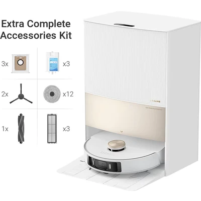 Abbildung von dreame L20 Ultra Complete Roboter Staubsauger mit Zubehör Kit, 7000 Pa Saugroboter Wischfunktion, MopExtend™ Technologie, anheben der Wischmopps, AI Action, selbstreinigender Basisstation