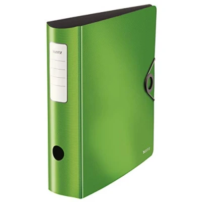 Abbildung von Leitz Qualitäts Ordner 180 Active Solid, A4, breit, Abgerundeter Rücken, 8,2 cm Gummibandverschluss, Leichtes Polyfoam, Plastik Ordner, Hellgrün, 10471050