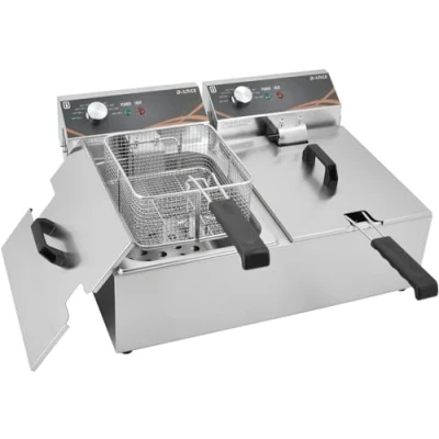 Abbildung von DULNICE Professionelle Elektrische Fritteuse 2 x 3000W Edelstahl Max Ölkapazität 12L Temperaturbereich 60 200C(12L)