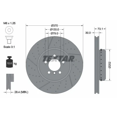 Abbildung von TEXTAR PRO+ 92265425 Bremsscheibe BMW: 3 Saloon, Touring, 4 Gran Coupe