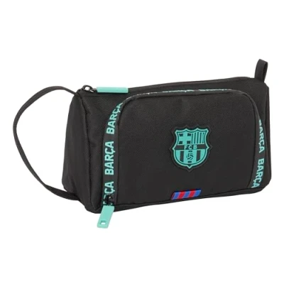 Abbildung von FC Barcelona 3. Team: Federmäppchen mit ausklappbarer Tasche, gefüllt, für Kinder, ideal Kinder im Schulalter, vielseitig, Qualität und Widerstandsfähigkeit, 20 x 8,5 11 cm, Schwarz,