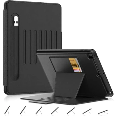 Abbildung von DAORANGE Hülle für iPad 9. 8. 7. Generation, 10.2 Zoll 2021/2020/2019, Stoßfest Magnetisch Smart mit Stifthalter, 7 Winkel Ständer, Auto Schlaf/Wach (Schwarz)