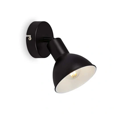 Abbildung von BRILONER Leuchten Retro Wandleuchte innen, 1 flammige Wandlampe Wandspot E14, Verstellbar, Schwarz Weiß, 110 x 90 mm, 2674 015, Schwarz/Weiß