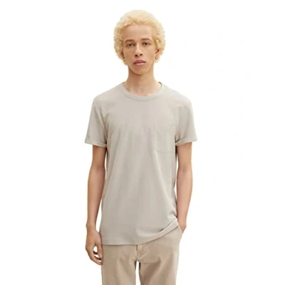Abbildung von TOM TAILOR Denim Herren Basic T Shirt mit Brusttasche aus Bio Baumwolle