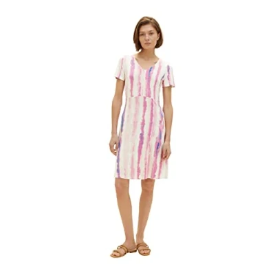 Abbildung von TOM Tailor Jerseykleid, Damen, Größe: 38, Pink tie dye stripe
