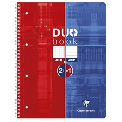 Abbildung von Clairefontaine 82526C Collegeblock (9 x 14 cm, Duo, 40 Blatt kariert und liniert) 1 Stück rot/blau