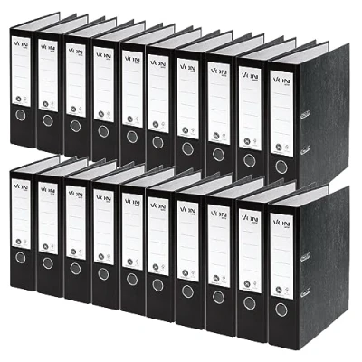 Abbildung von VON Leitz Ordner A4, 20er Pack, 100 % Recyclingpapier, 80 mm Rückenbreite, Für 600 Blatt, Blauer Engel &amp; FSC zertifiziert, Schule, Studium Zuhause, Schwarz, 10530095