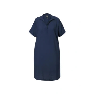 Abbildung von Ulla Popken Damen Polokleid Mit Schlitz Am Ärmel, Marine, 54 56 EU